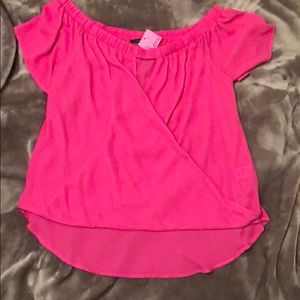 Pink off the shoulder blouse